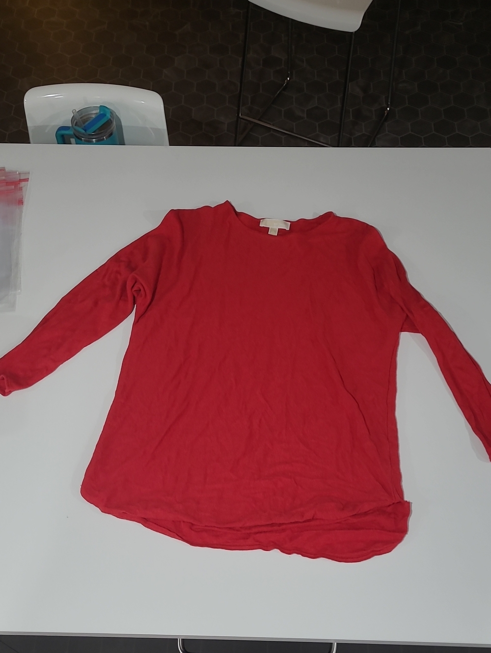 MICHAEL Michael Kors Red Long Sleeve Crewneck Top